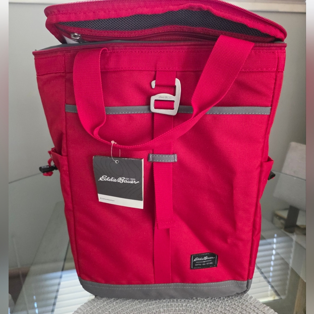 Eddie Bauer Bygone Cooler Backpack Red Gray